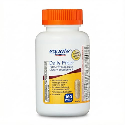 Fiber Supplement Psyllium Husk Capsules 100% Whole Psyllium Fiber Pills Unflavored Gluten-Free 160 Count
