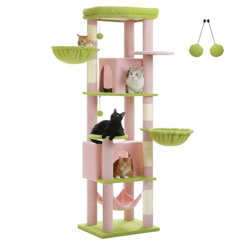 Árbol para Gatos Alto de 71.2 Pulgadas con 2 Condos y 3 Hamacas miniatura 1