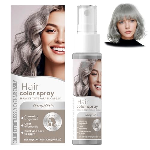 Grey Hair Colour Spray Temporary - Grey Hair Dye Instant - Washable Temporary Hair Colour for Adults - Coloured Hair Spray for Party Halloween Birthdays Cosplay Christmas