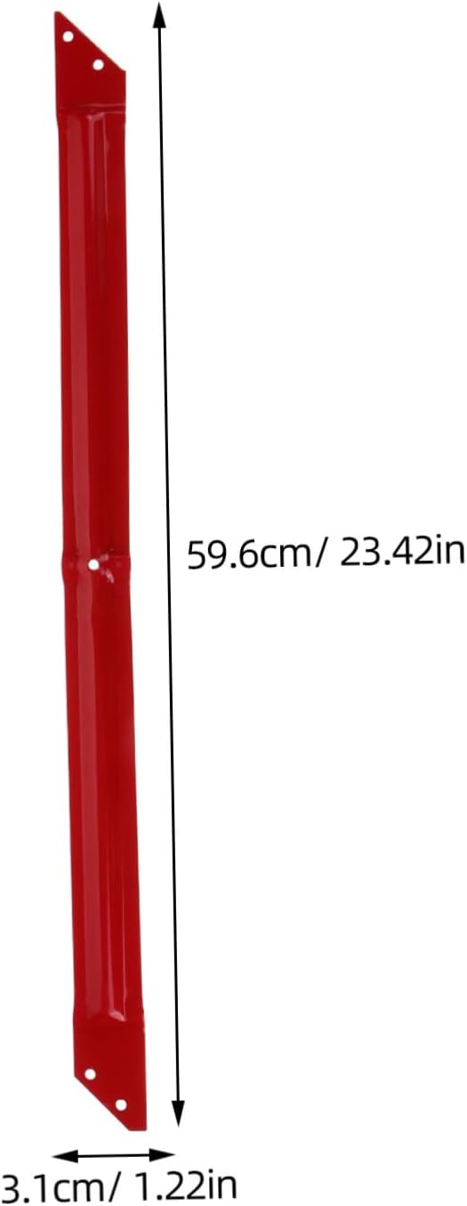 A single red metal ladder tie rod with dimensions labeled: 59.6cm / 23.42in length and 3.1cm / 1.22in width.