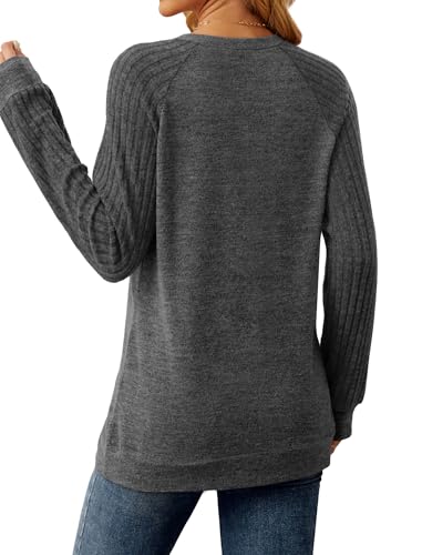 Image of Saloogoe Tunic Sweatshirts for Women Crewneck Lightweight Sweaters Raglan Long Sleeve Shirts Fall Fashion Tops 2026