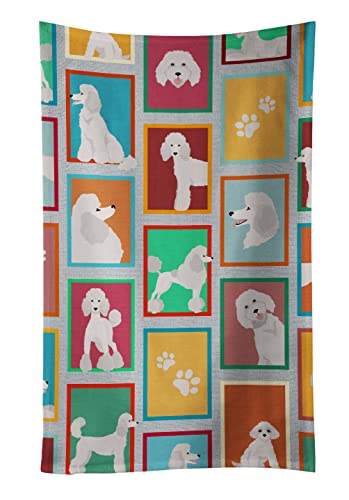 Caroline's Treasures MLM1146KTWL Lots of White Standard Poodle Kitchen Towel Dish Cloths Guest Hand Towel Decorative Bathroom Towel for Face,Tea, Dishcloth, Kitchen and Bath