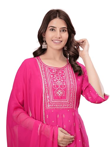 Image of MANHAREE | Women's Rayon Kurta with Pant & Dupatta Set