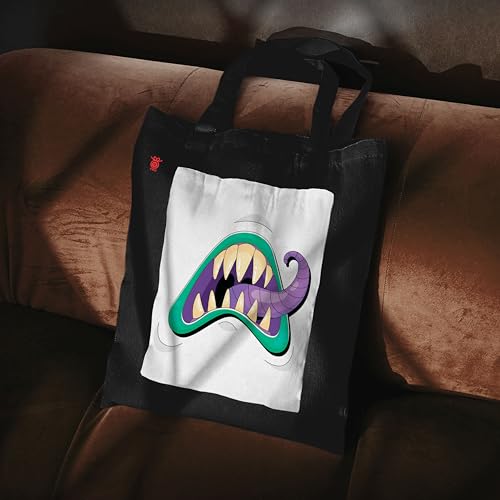 Image of ZORI Black Tote Bag With Pocket Printed Designed Canvas Tote Bags For Women large capacity,Tote bag For Shopping, College, Travel, More Canvas Handbag For Unisex Bag