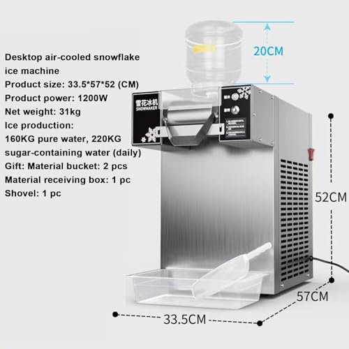 Machine à Glace pilée Professionnelle - Haute efficacité, capacité de 120 kg, idéale pour Les granités et la Glace pilée, Parfaite pour Les Glaciers et Les Bars à,160kg