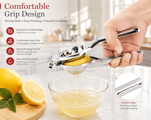 Image of Ajay's Shoppe Stainless Steel Lemon Squeezer 20 CM | Heavy Duty Hand Press Juicer with Strong Grip Handle