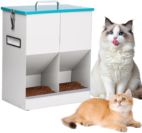 10L Distributeur Croquettes Chat Automatique À 2 Bols, Distribute...