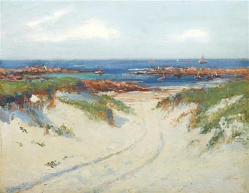 Tableau toile paysage marin déco murale salon, affiche d'art chemin à travers les dunes 60x90