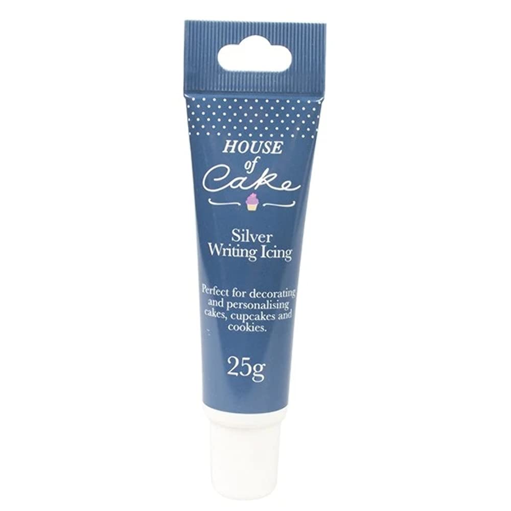 House of Cake Silver Glitter Icing Tube, Writing Icing For Messages, Decorations, Cakes, and Shapes, 25g