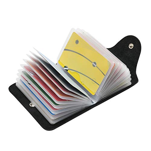 GERIINEER Portfel na karty kredytowe damski męski skórzany - 20 gniazd, czarny, 10.5cm*7.5cm*2.5cm