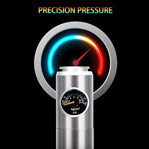 Bomba de bicicleta, Romacci Mangueira de bomba de ar manual de bomba de bicicleta 160 PSI Medidor de