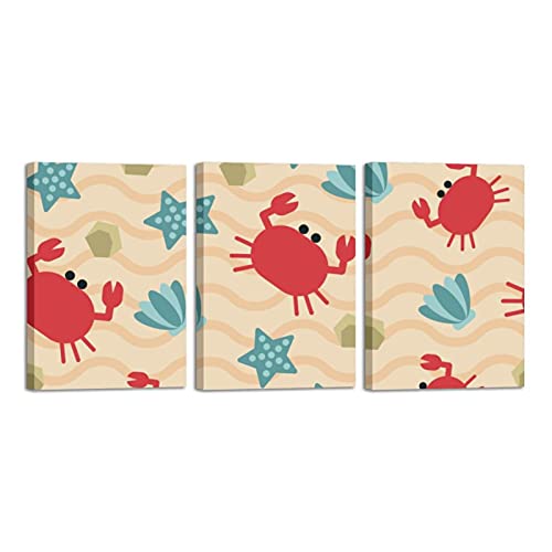 Toile mur art crabe rouge bleu deco marine cadre photo salon