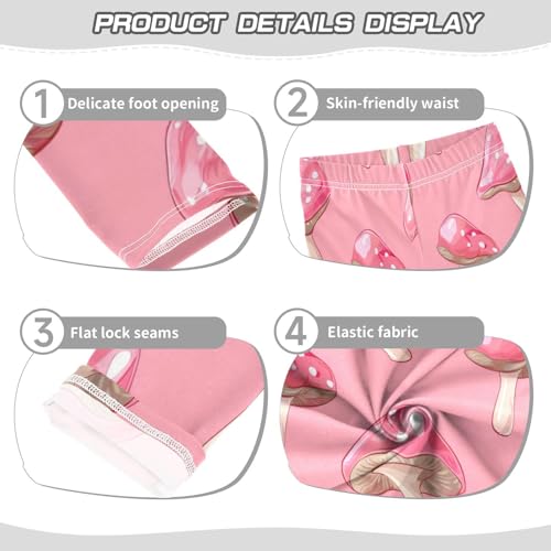 Bolaz Toddler Girls Leggings Printed Yoga Pants Leggings Pink Mushroom for Kids3
