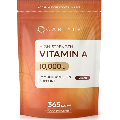 Carlyle Vitamin A Tablets, 10000 IU, Retinol Acetate, 365 Count