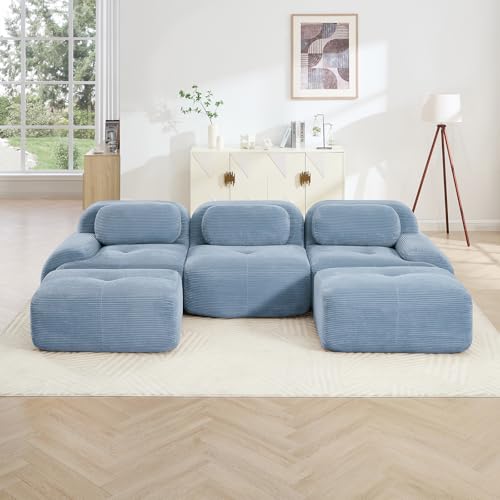 Image of Corduroy Modular Sectional Sofa, Oversized Cloud Couches for Living Room