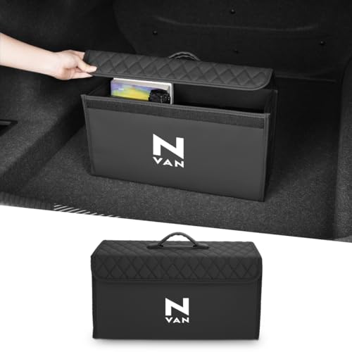 N-VAN 適用 車用 トランクボックス 収納ボックス 折り畳み可能 車 収納ケース NVAN e: FUN L4 L 対応 蓋付き 組み立て簡単 防汚 滑り止め 4色対応 大容量 雑貨収納 用品(N-VAN 適用,ブラック)