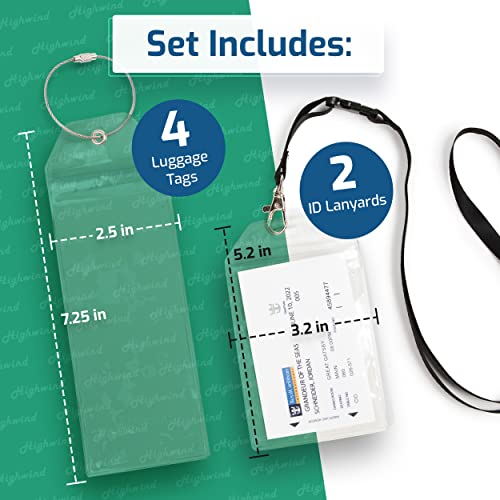 Image of 4 Pack Cruise Luggage Tag Holders for Royal Caribbean Ships + 2 ID Holders
