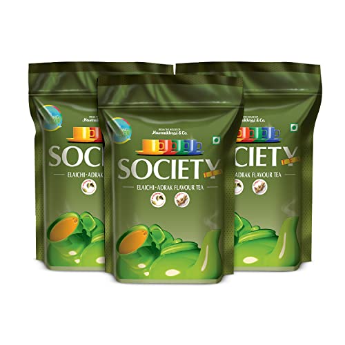 Image of Society Elaichi Adrak Chai - Real Cardamom & Ginger Ground Into Assam CTC, The Two-Spice Cup, Hasmukhrai & Co. Since 1924 | 250 g Pouch | Loose Leaves, No Flavouring, No Essence | Pack of3