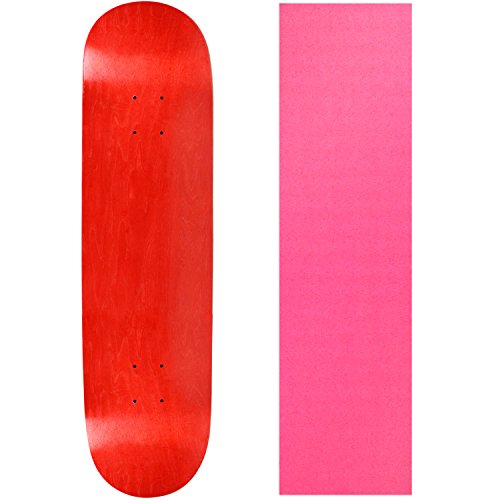 Moose Blank Skateboard Deck - Stained RED - 8.5" Pink Grip