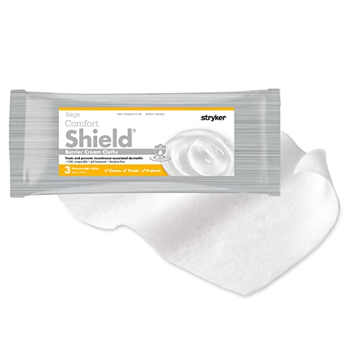 Comfort Shield Barrier Cream Cloths - 3 cloths/pk - Incontinence Skin Care Wipes #7503 (1 Package, 3 Wipes)