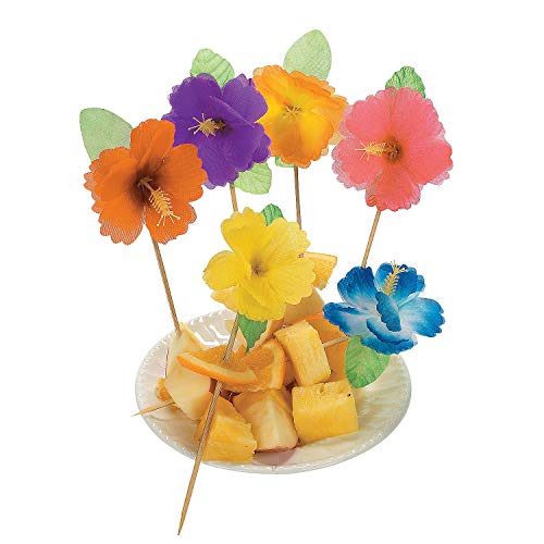 HIBISCUS FLOWER PICKS - Party Supplies - 144 Pieces