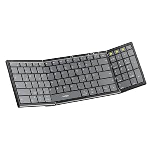 Inateck Faltbare Tastatur Kabellos,Klappbare Tastatur mit Ziffernblock mit 3 Kanälen,AI-Key,mit Ständer und Tasche,für iPad iPhone Mac Android Windows,Nomad N0135