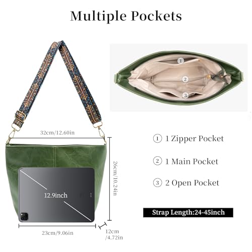 Hobo Bags for Women Crossbody Bag Guitar Strap Purse Vegan Leather Shoulder Handbags Boho Purses Tote Bucket Bag3