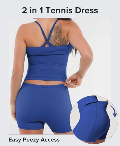 BRXL Pull Down Built-in Shorts and Bra Tennis Dress for Women Adjustable Straps Athletic Golf Workout Active2