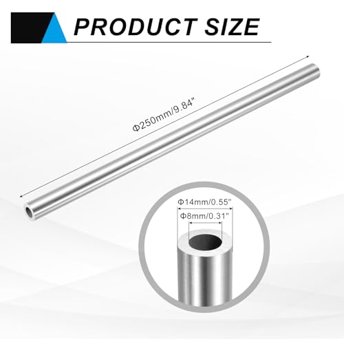 QUARKZMAN Edelstahlrohr 14 x 3 mm, Länge 250 mm V2A Rundrohr, Rundrohre Rundprofil geschliffen für Geländer, Treppen, Metallbau