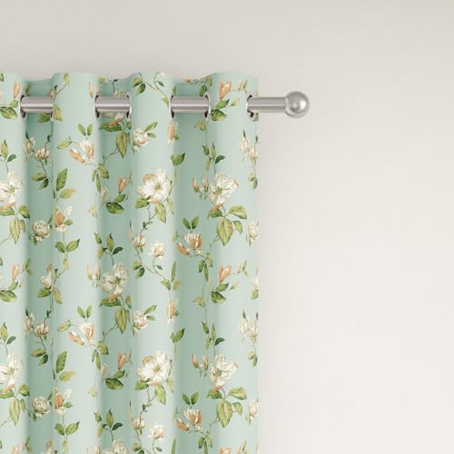 Image of Wakefit Printed Blackout Window Curtains 5 Feet | Set of 2 | Upto 99% Room Darkening | Double Layered Fabric | Thermal Insulated & Noise Reducing Curtains for Living Room & Home Decor | Petal Aqua