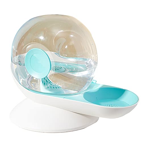 MYSUNBAR Kattenbak met waterdispenser, 2-in-1 met fles, lekvrije honden/kat, drinkwaterbak voor huisdiervoeding, waterbak voor puppy's, kittenvoerbak, blauw