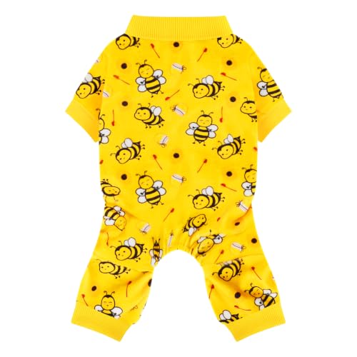 Paiaite Dog Pajamas Onesie: Comfortable Four-Legged Apparel for Small Medium & Large Dogs Polyester Material for Comfort Wrinkle Resistance Moisture Wicking Stretchiness Cute Bee S