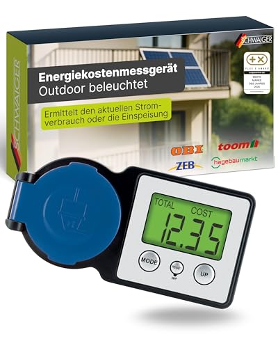 SCHWAIGER Energiekostenmessgerät & Einspeisemessgerät I Outdoor geeignet & beleuchtet I...