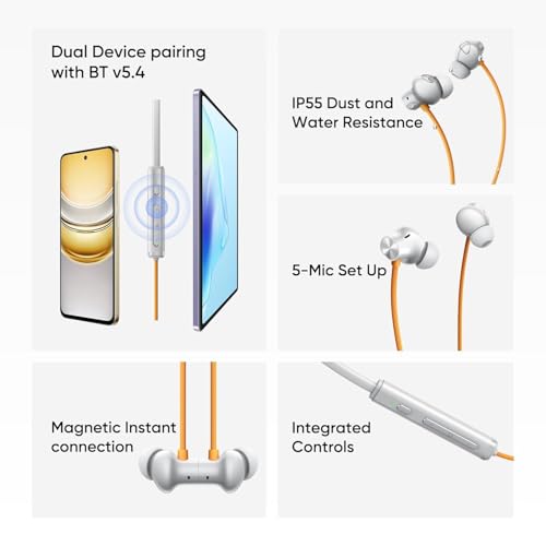 Image of Compatible with Realme 5 ANC Wireless Neckband with Active Noise Cancellation, Deep Bass Driver, Comfortable Wear(Dawn Silver)
