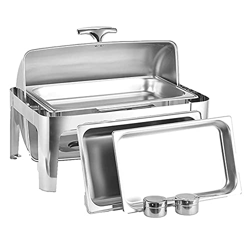 hyywmgx Edelstahl Roll Top Chafing Dishes 9L Full Size Chafer und Buffetwärmer Komplettset mit Speisepfanne… – Bild 5