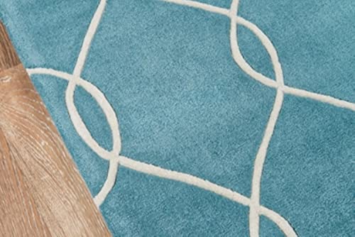 Momeni Rugs Bliss Collection, Hand Carved & Tufted Contemporary Area Rug, 2'3" X 8'3" Runner, Teal Blue #TOP2