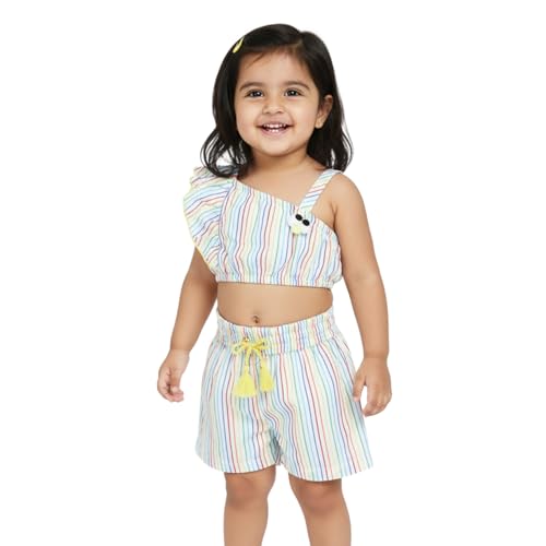 Image of Nautinati Baby Girls Cute Printed Top and Shorts Clothing Set | Age 0-3 Years