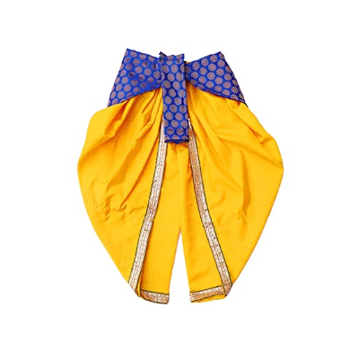 Image of ITSMYCOSTUME Krishna Dress for Baby Boy Kids Set of 10(Dhoti,Patka,Hip Cover,Mukut,Morpankh,Bansuri,Kamarband,Bajuband,Kundal) Little Krishna Ji Kanha Janmasthmi Costume for Kids