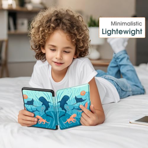 Image of Fintie Slim Case for 7 inch Kindle Paperwhite 12th Gen 2024 & Kindle Colorsoft | Lightweight PU Leather Hard Back Shell Cover, Magnetic Closure, Auto Wake /Sleep, for Kindle Paperwhite 2024, Blue Ocean