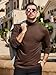 Men's Fashion Mock Turtleneck T-Shirts Long Sleeve Pullover Sweater Basic Designed Undershirt Slim Fit Top L Brown