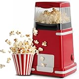 BAKAJI Macchina per Popcorn ad Aria Calda 1200W Potenza con Dosatore Cucchiaino Incluso, Popcorn Machine Design Retrò Facile da Usare One Touch Pronti in 3 Minuti, Perfetta per Feste e Serate Cinema