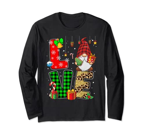 LOVE Gnome For Women Men Kids Gnome Christmas Xmas Pajama Maglia a Manica