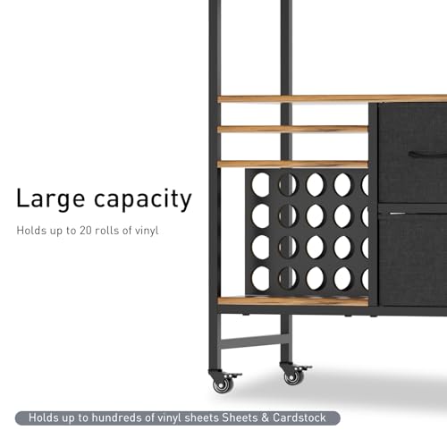 Image of PUNLUXU Organizers and Storage Compatible with Cricut Machines - Vinyl Roll Holder, DIY Pegboard with Accessories Organizer, Rolling Craft Table with Storage Cabinet Workstation PU-03 Patent Protected