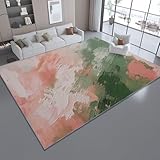 Alfombra Resistente a Las Arte Abstracto Pastel para el hogar, Oficina, Dormitorio, salón, Cocina Rosa Verde Lavable, 180 x 250 cm