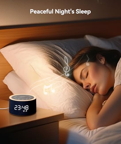Image of Dreamegg D1+ Sound Machine & Alarm Clock - Sound Machine for Sleep, White Noise Machine with 29 Soothing Sounds, Night Light, 0-100% Dimmable, White Noise Alarm Clock for Bedrooms Adults Baby, Blue