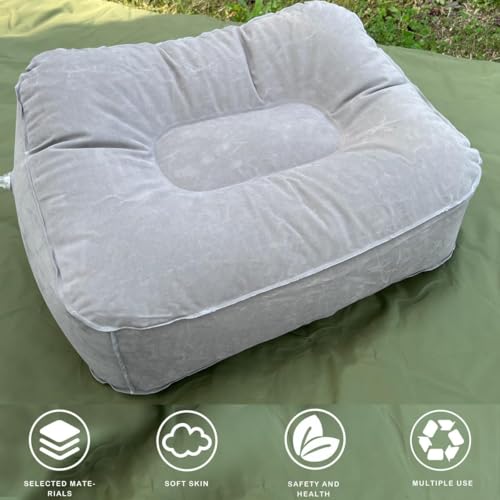 Image of Portable Inflatable Foot Rest Pillow for Travel and Office Use, Soft Velvet Leg Support Cushion with Portable Design for Airplane, Home, Car, Foot Elevation and Relaxation Comfort