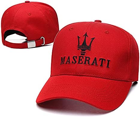 for Maserati Hat Car Logo Racing Apparel Adjustable Baseball Caps Travel Cap Racing Motor Hat Fit Maserati Accessories (Red)