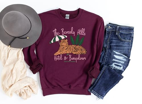 The Beverly Hills Hotels And Bungalows Sweatshirt, Tiger Sweater, California State, Bachelorette Trip Sweatshirt, West Coast Sweater For Summer4