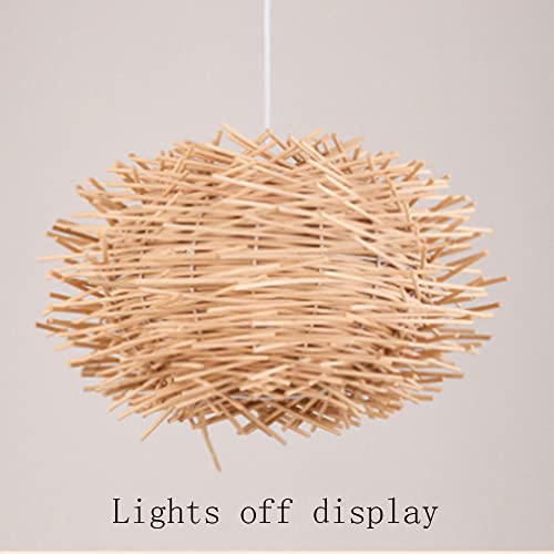 Lampe suspendue nid d'oiseau lustre en osier rotin et bambou pour cuisine E27 - 6
