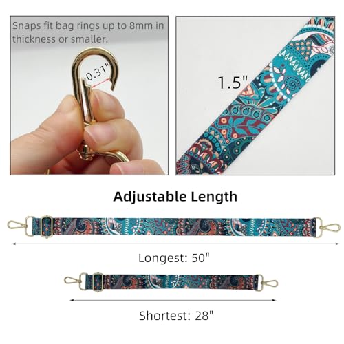 Model Worker Canvas Purse Strap 1.5\" Wide Handbag Purse Strap Adjustable Canvas Replacement Crossbody Strap Guitar Style Multicolour Strap with Gold Metal Buckle (Style1)